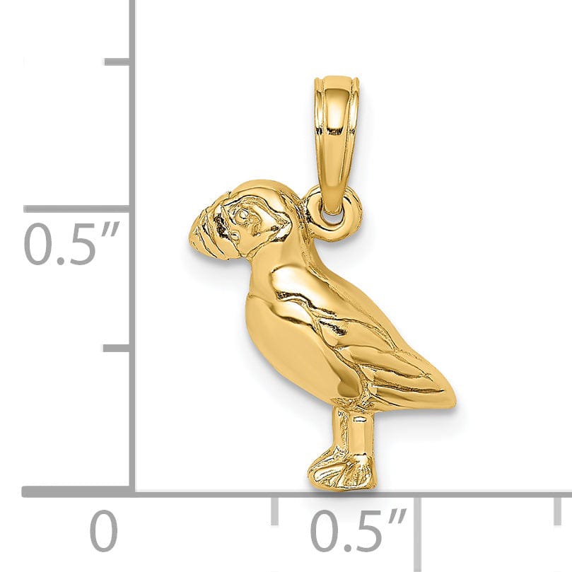 Lovely Rita's Pendants & Charms 14K Yellow Gold 2-Dimensional Polished Textured Finish Puffin Bird Charm Pendants