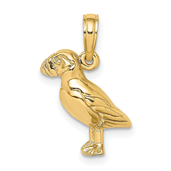 Lovely Rita's Pendants & Charms 14K Yellow Gold 2-Dimensional Polished Textured Finish Puffin Bird Charm Pendants