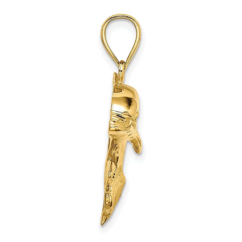 Lovely Rita's Pendants & Charms 14K Yellow Gold 2-Dimensional Textured Polished Finish Dolphin Charm Pendant