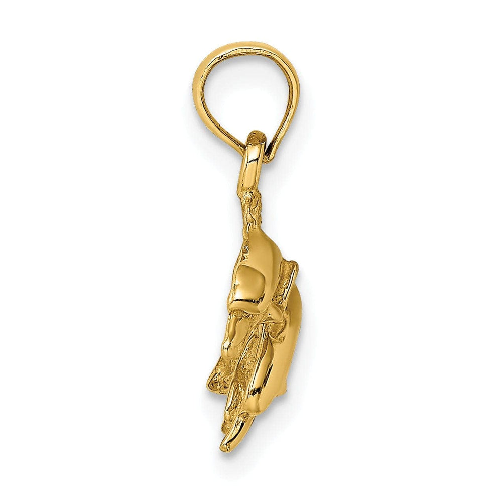 Lovely Rita's Pendants & Charms 14K Yellow Gold 2-Dimensional Textured Polished Finish Double Dolphins Jumping Left Sided Charm Pendant