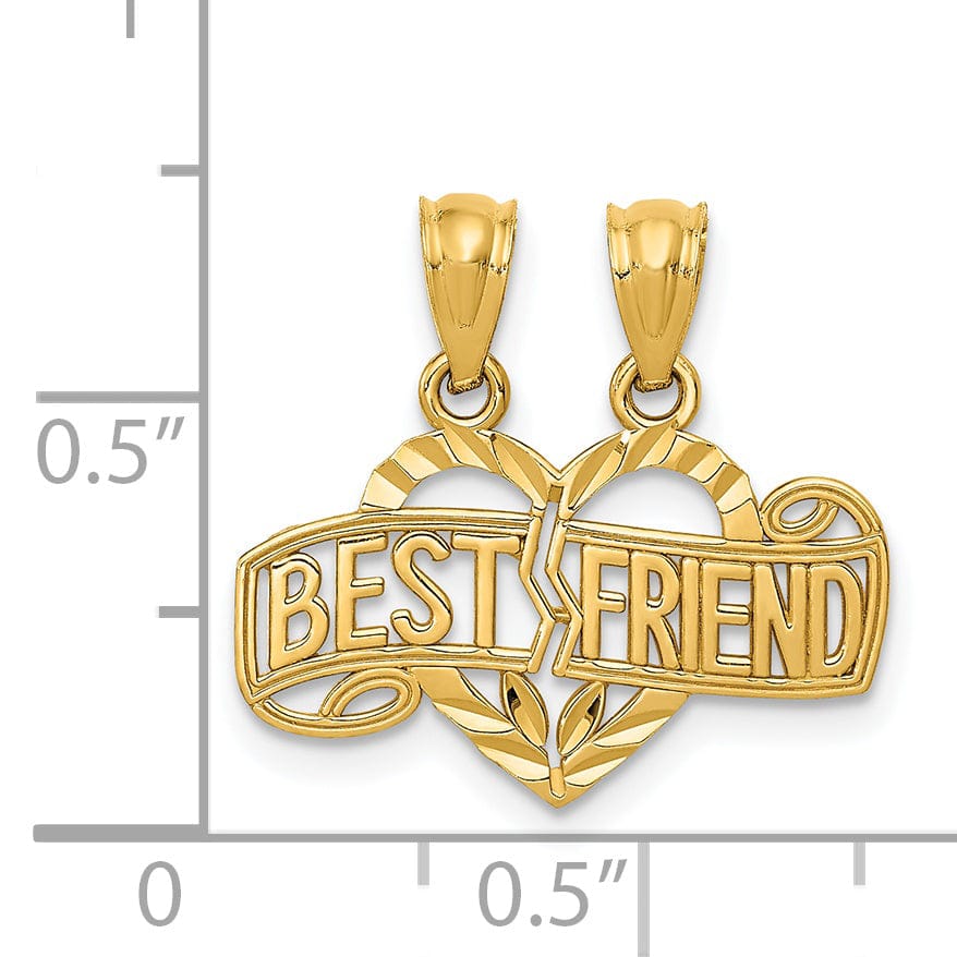 Lovely Rita's Pendants & Charms 14k Yellow Gold 2-Piece Best Friend Heart Charm
