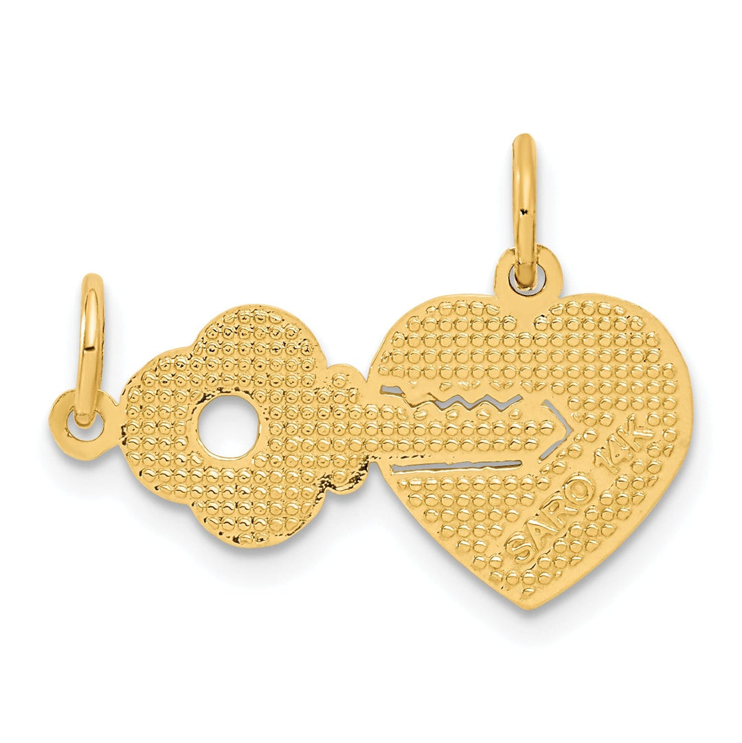 Lovely Rita's Pendants & Charms 14K Yellow Gold 2-Piece Break Apart HE WHO HOLDS THE KEY CAN UNLOCK MY HEART Charm