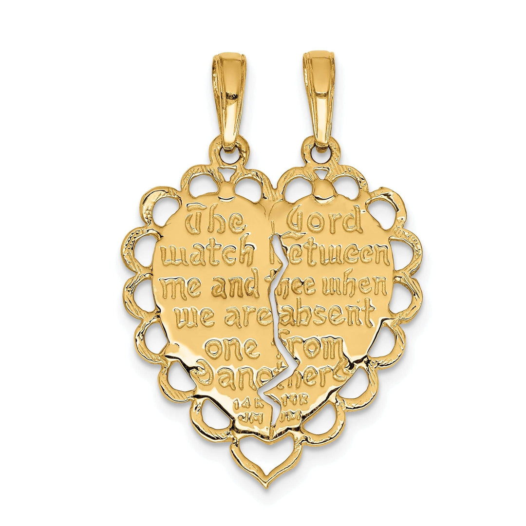 Lovely Rita's Pendants & Charms 14k Yellow Gold 2 Piece Mizpah Charm Pendant. Engraving fee $22.00.
