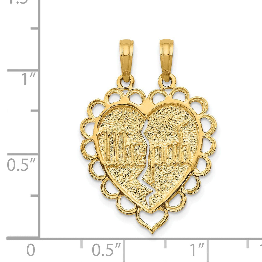 Lovely Rita's Pendants & Charms 14k Yellow Gold 2 Piece Mizpah Charm Pendant. Engraving fee $22.00.