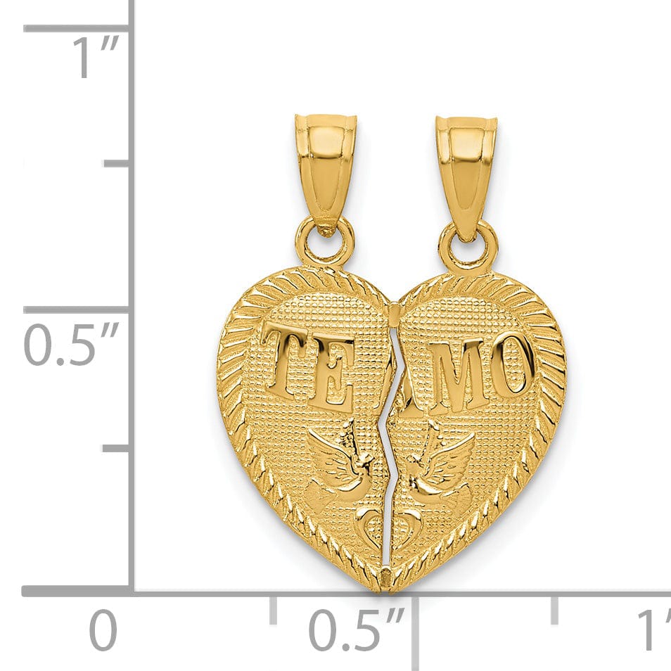 Lovely Rita's Pendants & Charms 14k Yellow Gold 2-Pieces TE AMO Heart Pendant