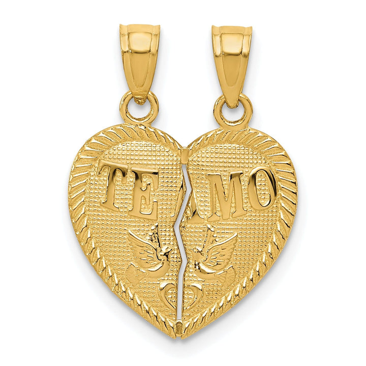 Lovely Rita's Pendants & Charms 14k Yellow Gold 2-Pieces TE AMO Heart Pendant