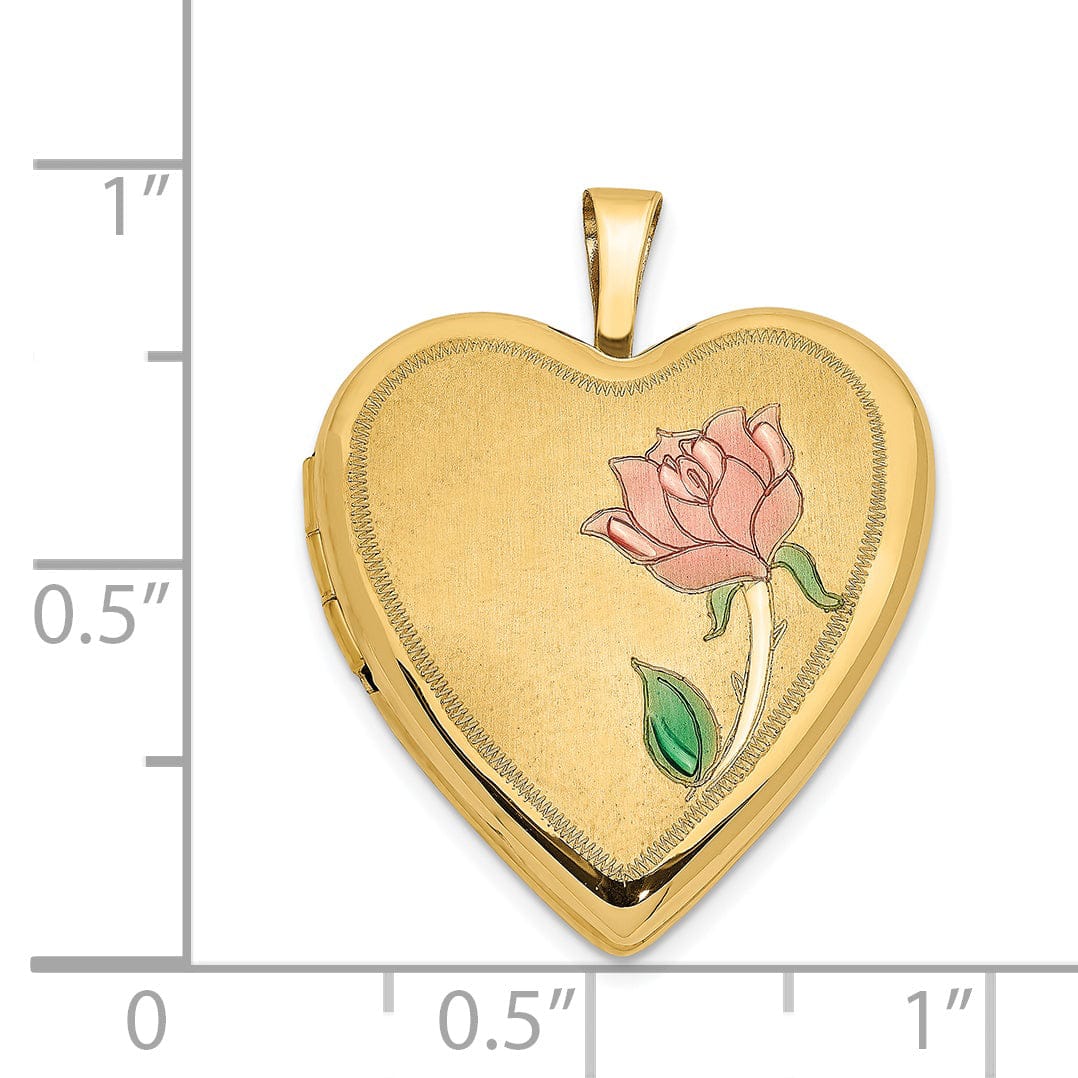 Lovely Rita's Pendants & Charms 14k Yellow Gold 20MM Enamel Rose Heart Locket