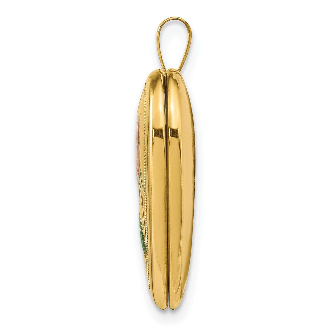 Lovely Rita's Pendants & Charms 14k Yellow Gold 20MM Enamel Rose Heart Locket