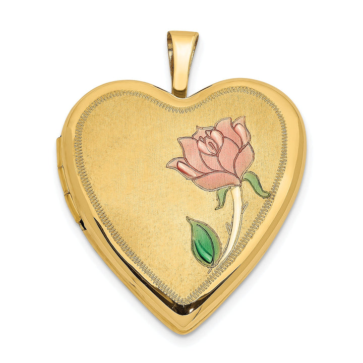 Lovely Rita's Pendants & Charms 14k Yellow Gold 20MM Enamel Rose Heart Locket