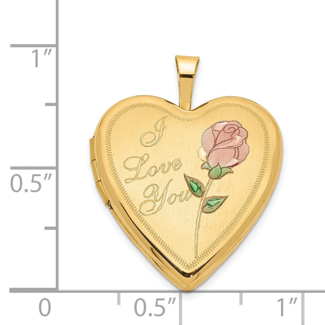 Lovely Rita's Pendants & Charms 14k Yellow Gold 20MM Rose I Love You Heart Locket