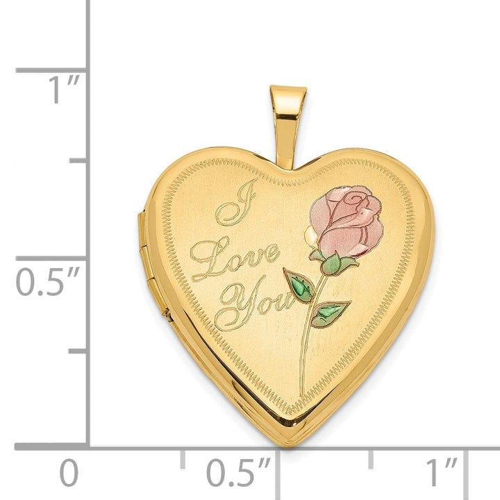 Lovely Rita's Pendants & Charms 14k Yellow Gold 20MM Rose I Love You Heart Locket
