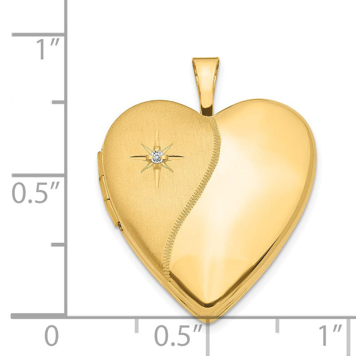 Lovely Rita's Pendants & Charms 14k Yellow Gold 20MM Satin With Diamond Heart Lock