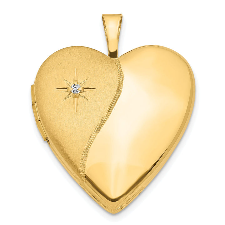 Lovely Rita's Pendants & Charms 14k Yellow Gold 20MM Satin With Diamond Heart Lock