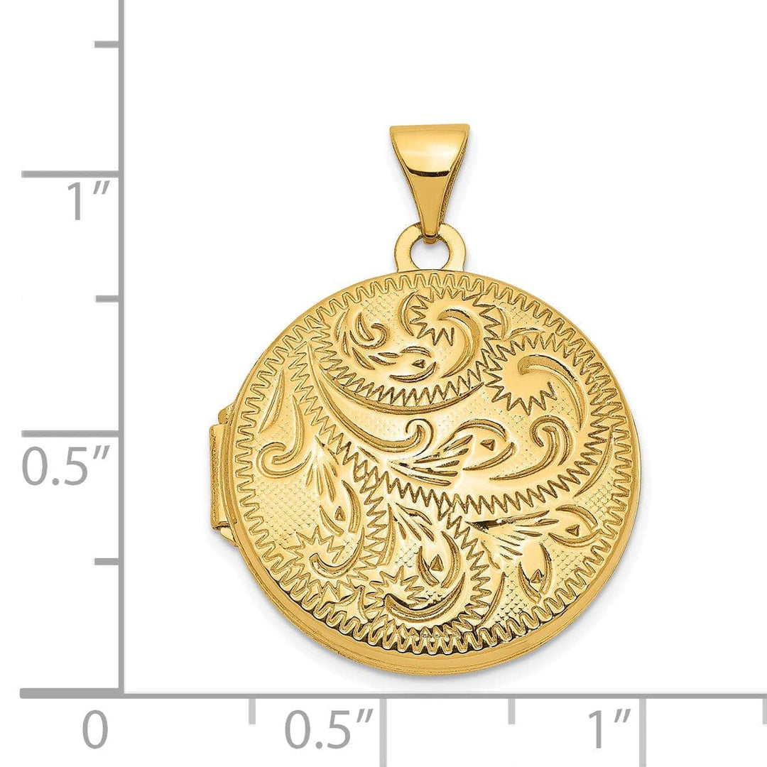 Lovely Rita's Pendants & Charms 14k Yellow Gold 20MM Scroll Hand Engraved Locket