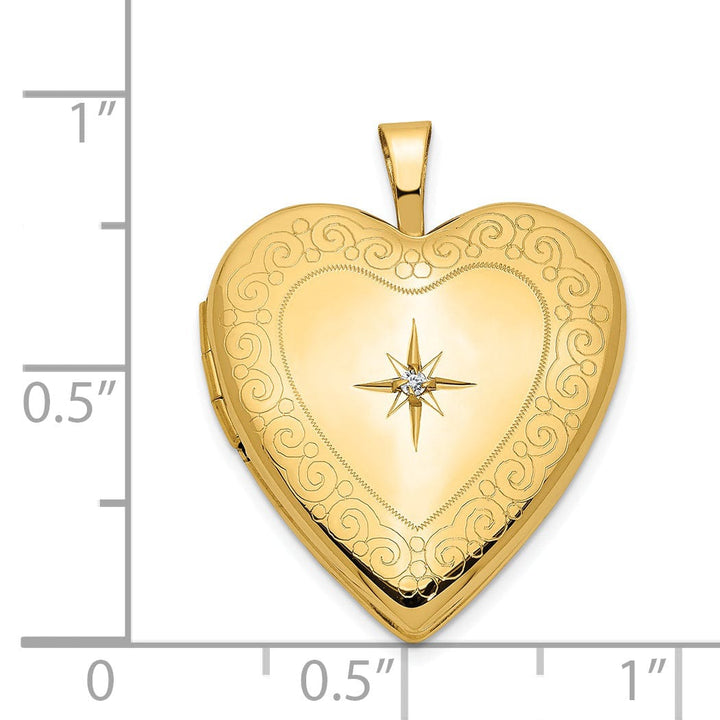 Lovely Rita's Pendants & Charms 14k Yellow Gold 20MM Swirls With Diamond Heart Loc