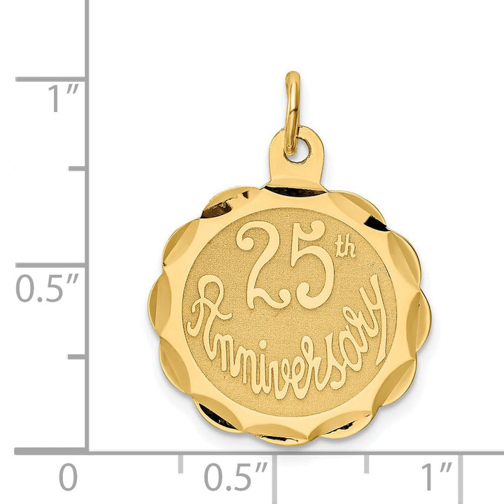 Lovely Rita's Pendants & Charms 14k Yellow Gold 25th Anniversary Disc Pendant