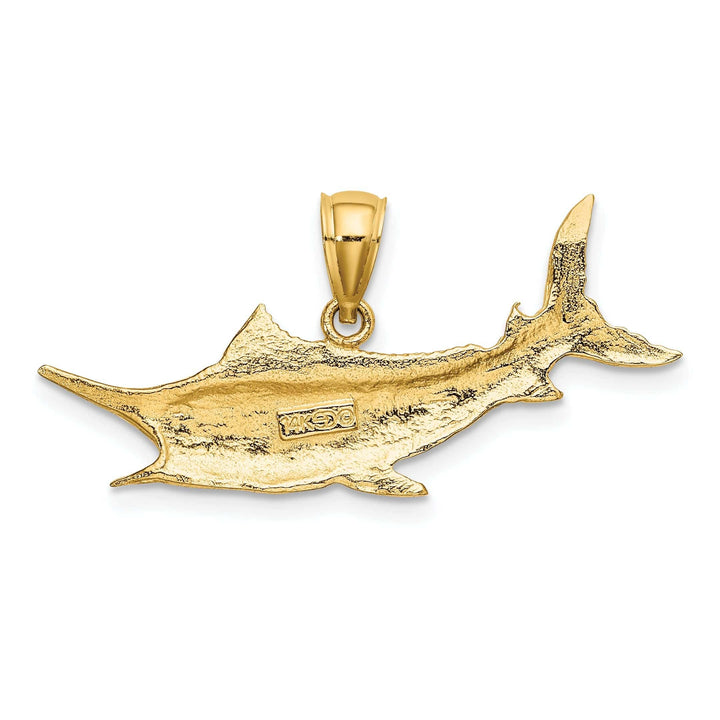 Lovely Rita's Pendants & Charms 14k Yellow Gold 2D Textured Polished Finish Blue Marlin Fish Charm Pendant
