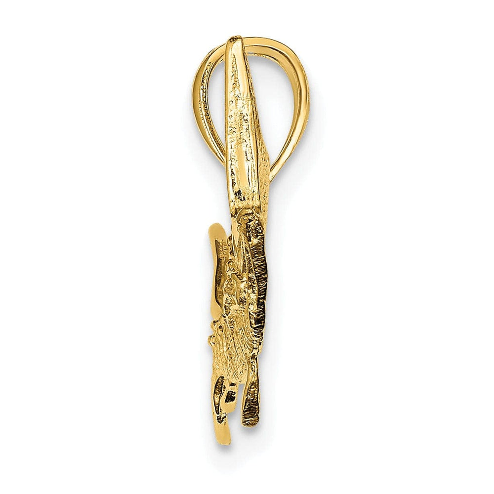 Lovely Rita's Pendants & Charms 14k Yellow Gold 2D Textured Polished Finish Blue Marlin Fish Charm Pendant