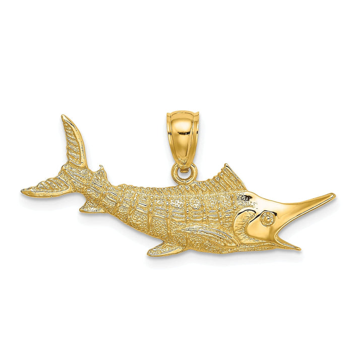 Lovely Rita's Pendants & Charms 14k Yellow Gold 2D Textured Polished Finish Blue Marlin Fish Charm Pendant