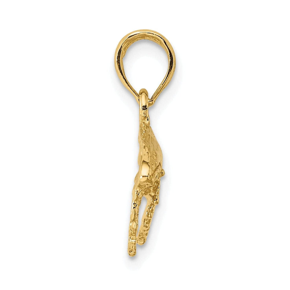 Lovely Rita's Pendants & Charms 14K Yellow Gold 2D Textured Polished Finish Whale Charm Pendant