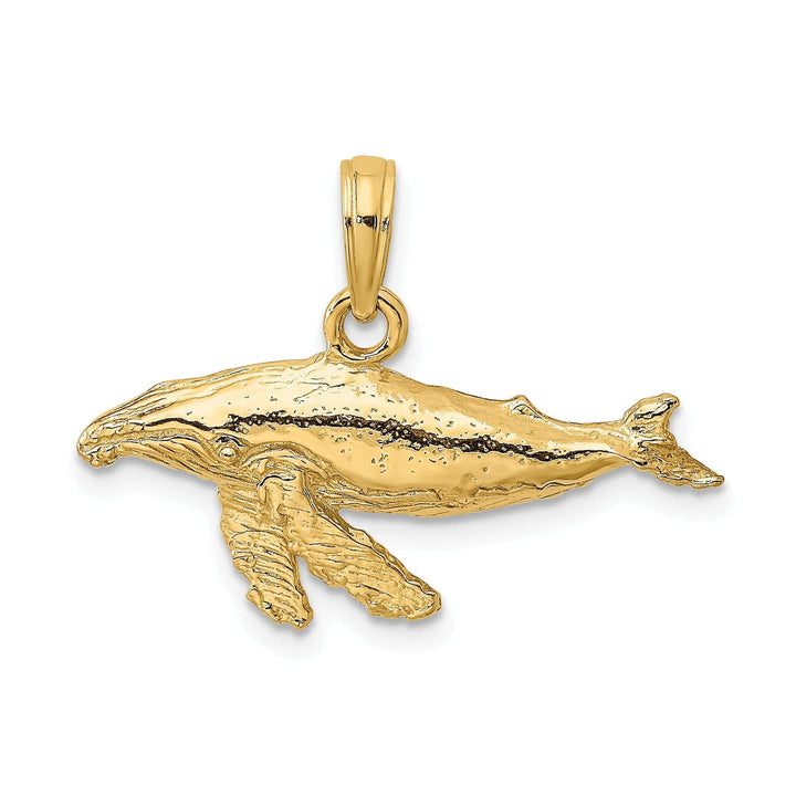 Lovely Rita's Pendants & Charms 14K Yellow Gold 2D Textured Polished Finish Whale Charm Pendant
