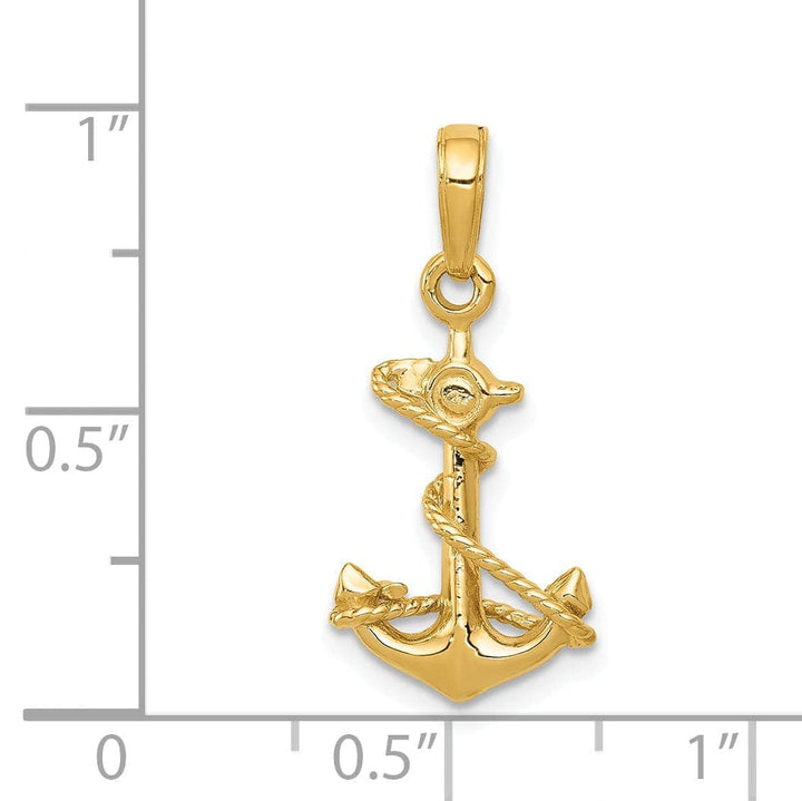 Lovely Rita's Pendants & Charms 14k Yellow Gold 3-D Anchor with Rope Pendant