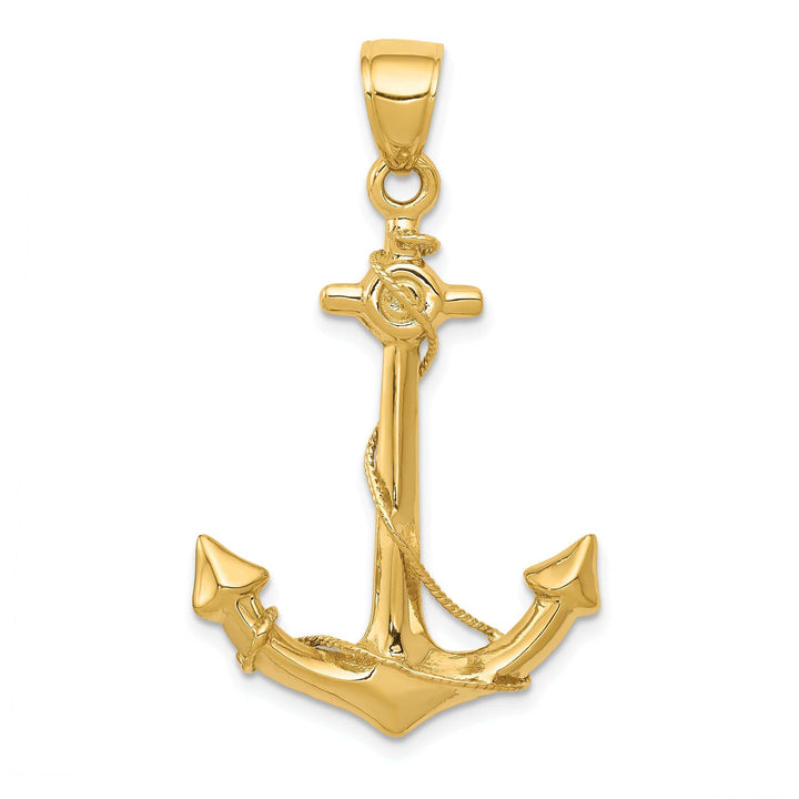 Lovely Rita's Pendants & Charms 14k Yellow Gold 3-D Anchor with Rope Pendant