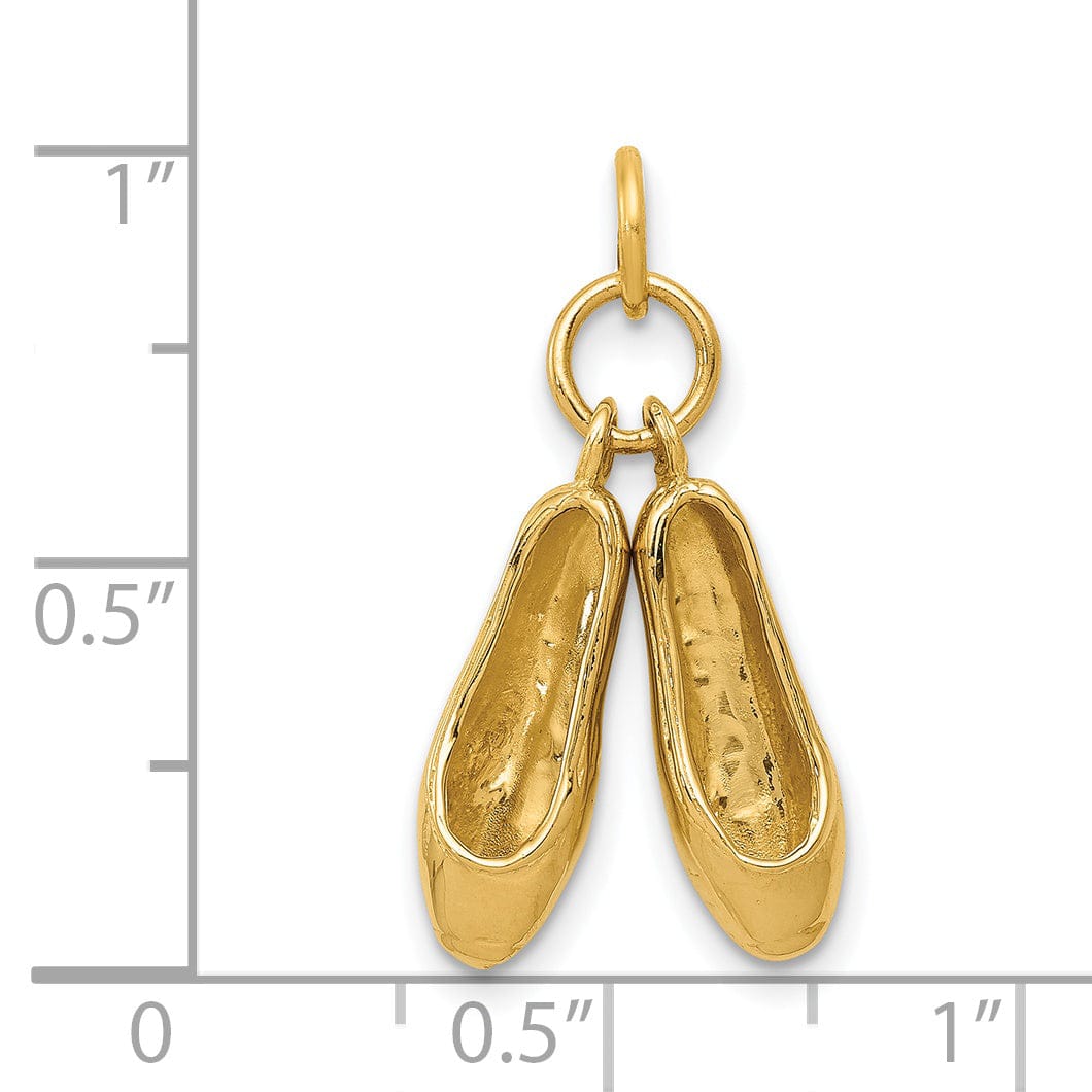 Lovely Rita's Pendants & Charms 14k Yellow Gold 3-D Ballet Slippers Pendant