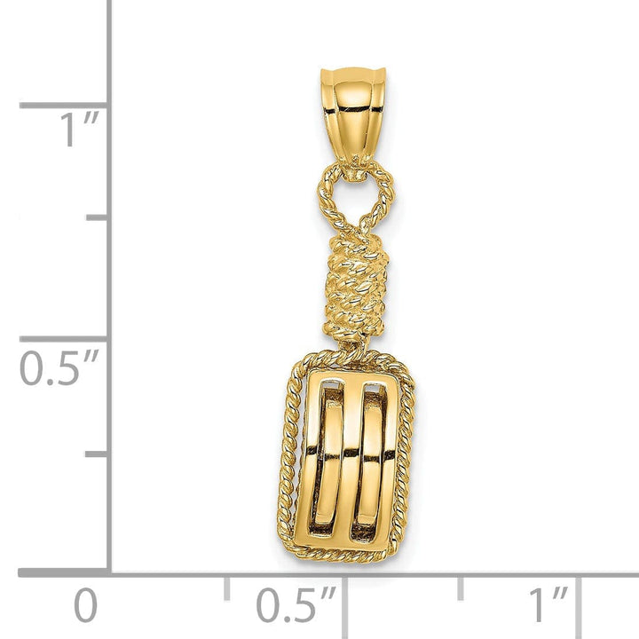 Lovely Rita's Pendants & Charms 14K Yellow Gold 3-D Block Mariners Ship Pulley Charm Pendant