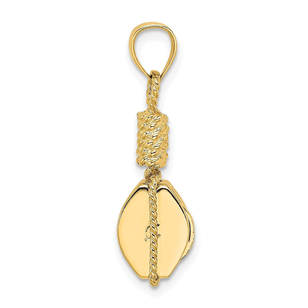 Lovely Rita's Pendants & Charms 14K Yellow Gold 3-D Block Mariners Ship Pulley Charm Pendant