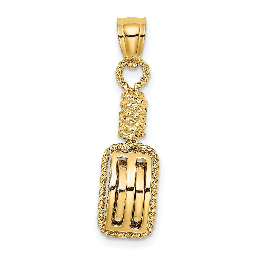 Lovely Rita's Pendants & Charms 14K Yellow Gold 3-D Block Mariners Ship Pulley Charm Pendant