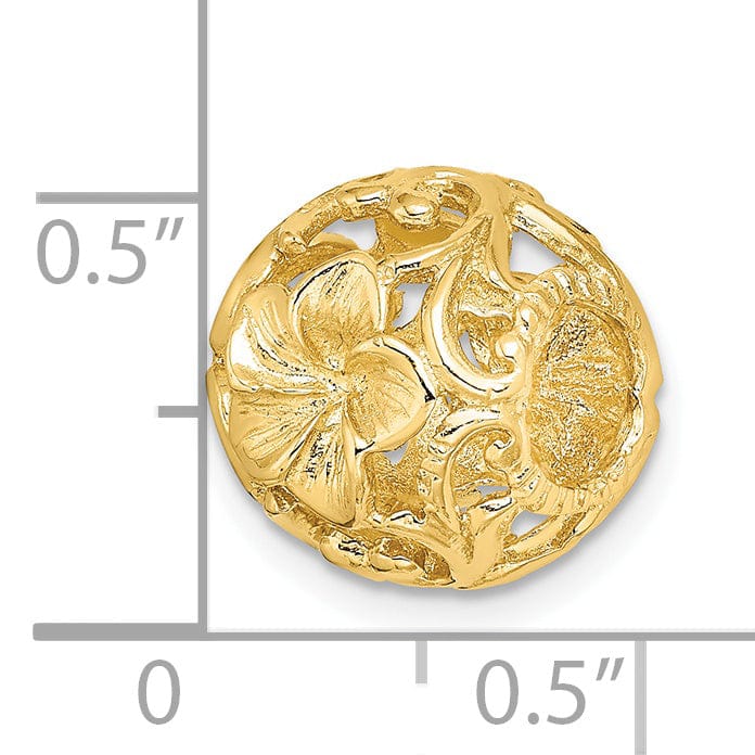 Lovely Rita's Pendants & Charms 14K Yellow Gold 3-D Cut-out Flower Barrel Slide Charm