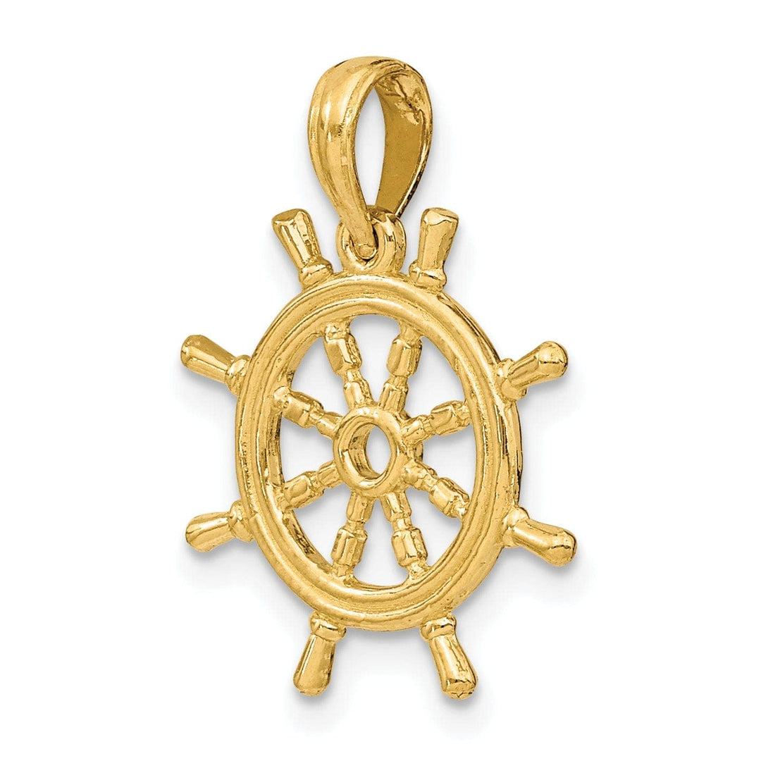 Lovely Rita's Pendants & Charms 14K Yellow Gold 3-D Design Polished Finish Ship Wheel Charm Pendant