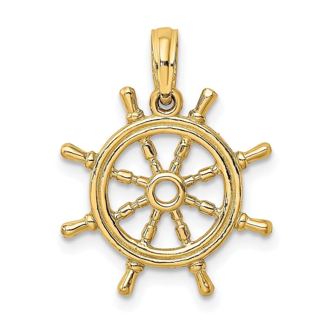 Lovely Rita's Pendants & Charms 14K Yellow Gold 3-D Design Polished Finish Ship Wheel Charm Pendant