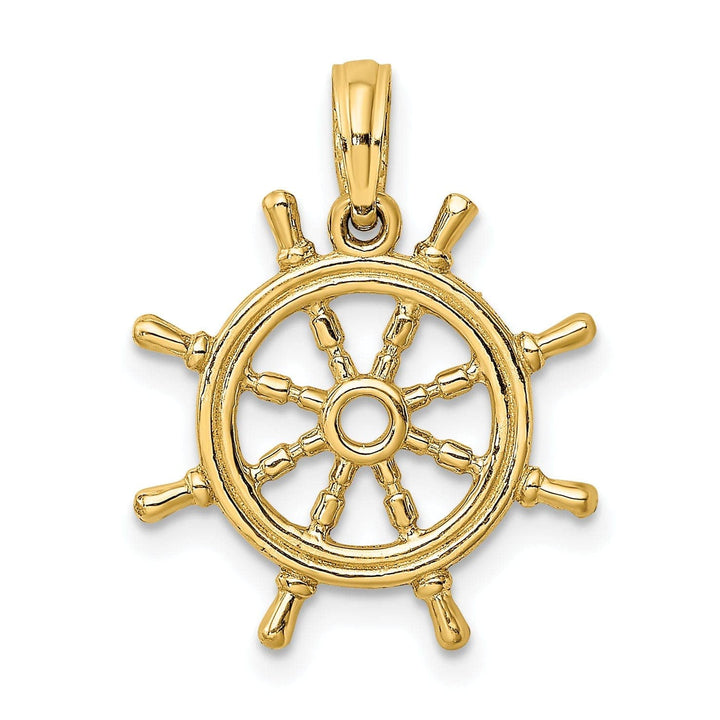 Lovely Rita's Pendants & Charms 14K Yellow Gold 3-D Design Polished Finish Ship Wheel Charm Pendant