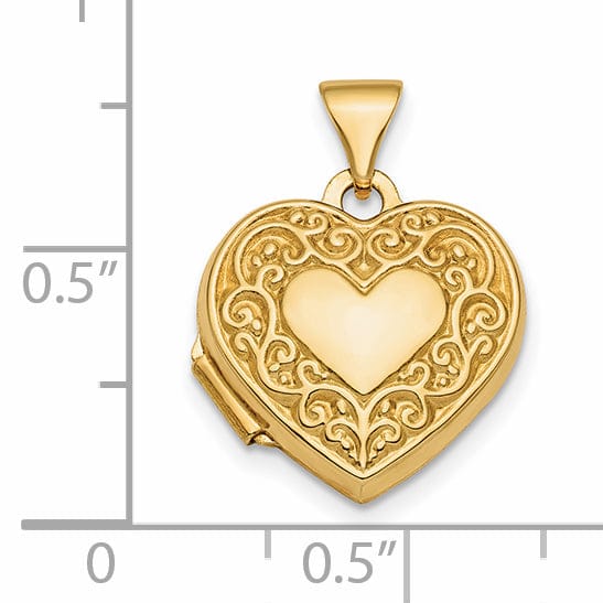 Lovely Rita's Pendants & Charms 14k Yellow Gold 3-D Fancy Scroll Heart Locket