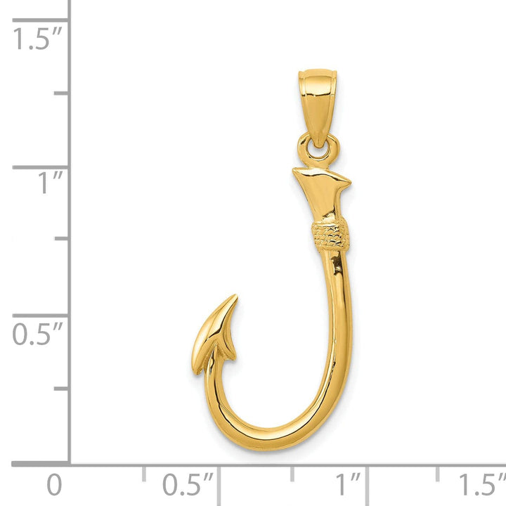 Lovely Rita's Pendants & Charms 14k Yellow Gold 3-D Fishing Hook Pendant