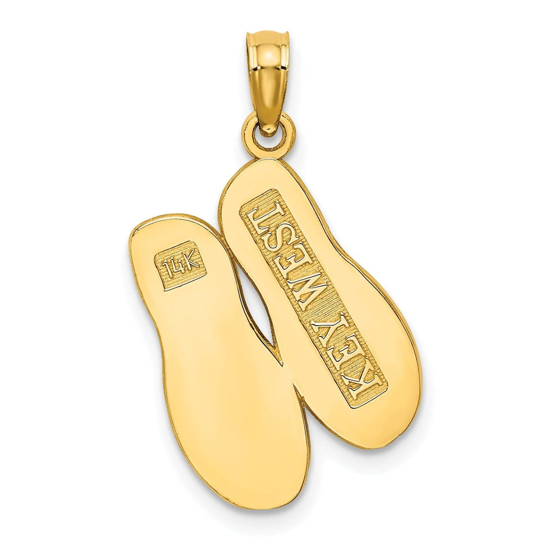 Lovely Rita's Pendants & Charms 14K Yellow Gold 3-D KEY WEST Double Flip Flop Sandal Pendant