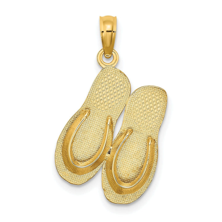 Lovely Rita's Pendants & Charms 14K Yellow Gold 3-D KEY WEST Double Flip Flop Sandal Pendant