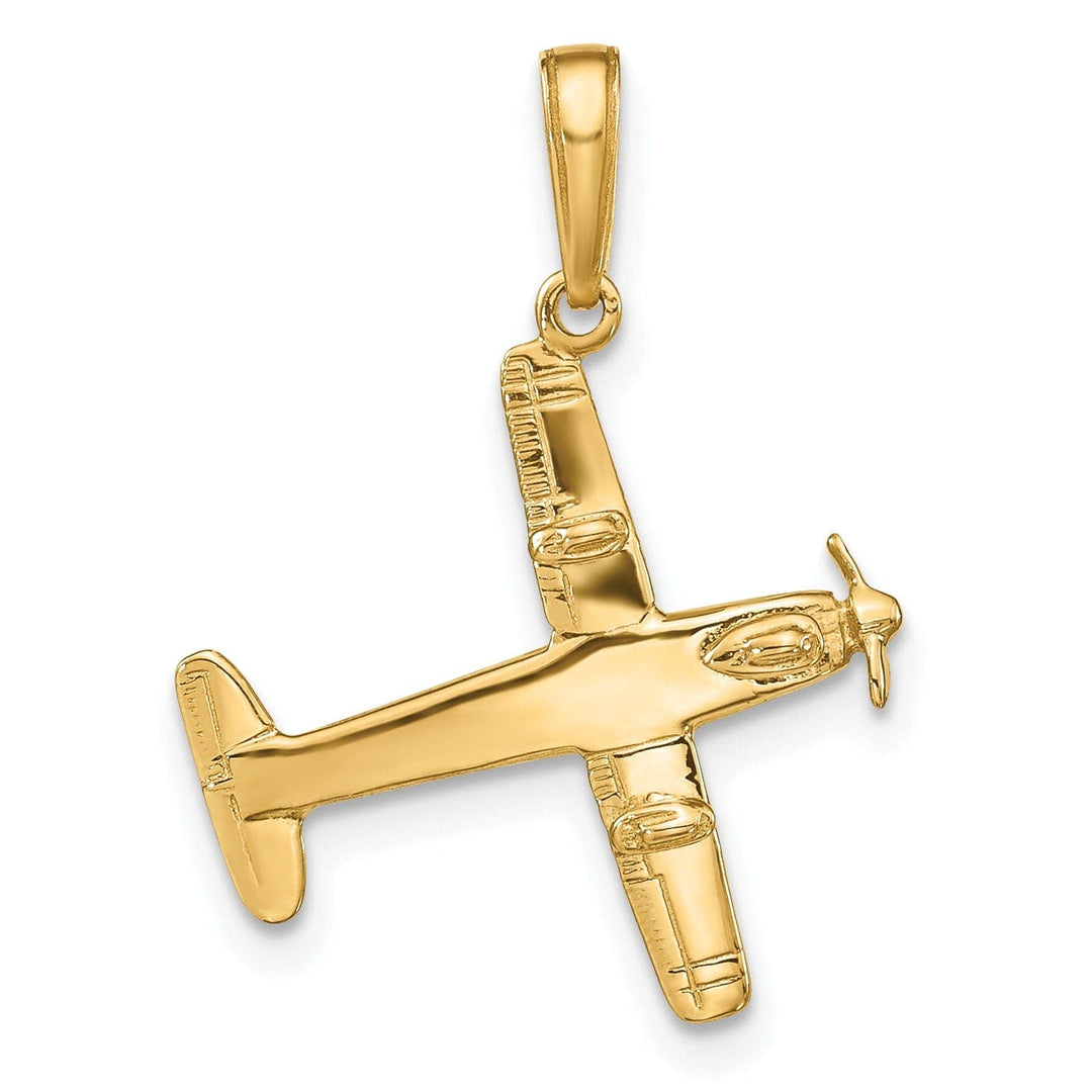 Lovely Rita's Pendants & Charms 14k Yellow Gold 3-D Low-Wing Airplane Pendant