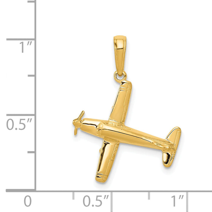 Lovely Rita's Pendants & Charms 14k Yellow Gold 3-D Low-Wing Airplane Pendant