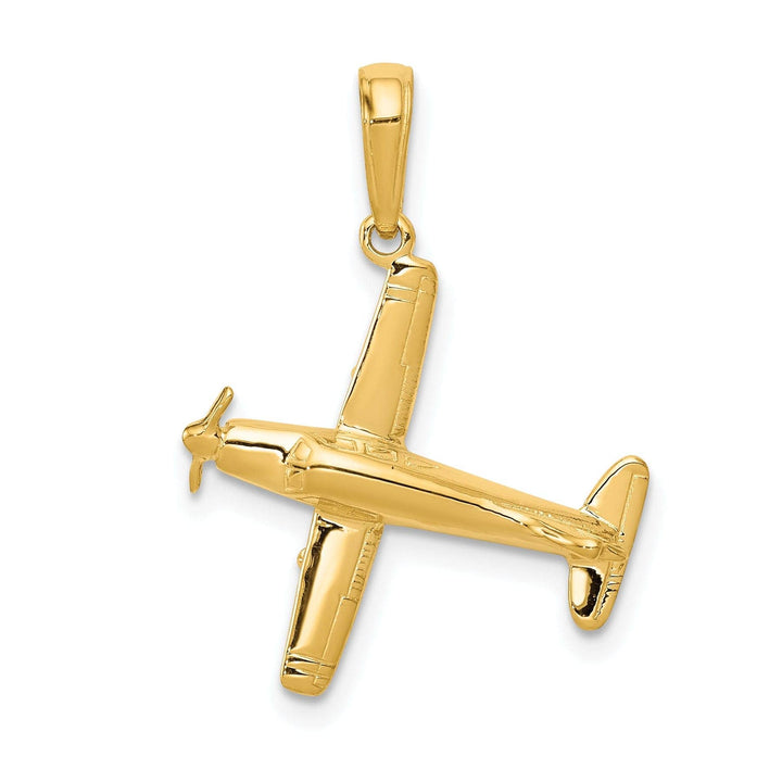 Lovely Rita's Pendants & Charms 14k Yellow Gold 3-D Low-Wing Airplane Pendant