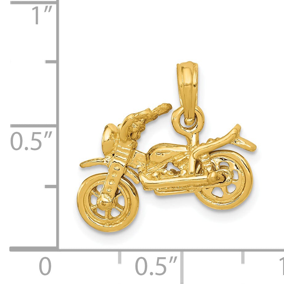 Lovely Rita's Pendants & Charms 14k Yellow Gold 3-D Moveable Motorcycle Pendant