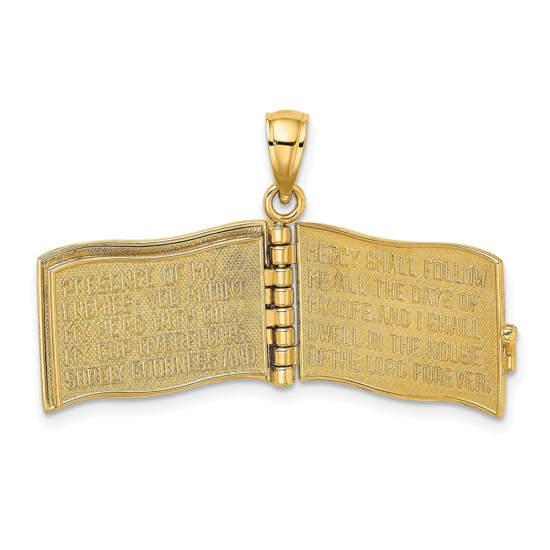 Lovely Rita's Pendants & Charms 14K Yellow Gold 3-D Moveable Pages The Lord Is My Shepherd Psalm 23 Pendant