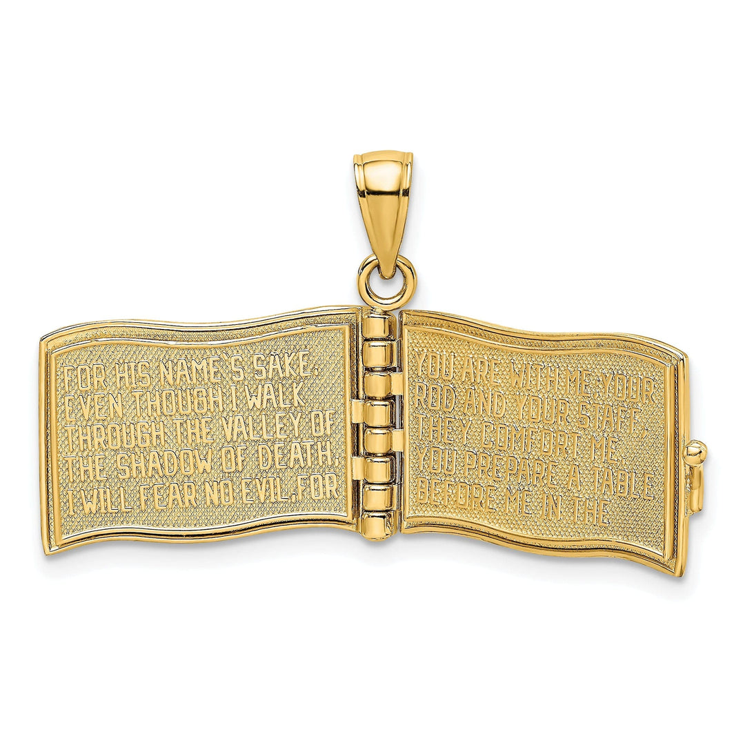 Lovely Rita's Pendants & Charms 14K Yellow Gold 3-D Moveable Pages The Lord Is My Shepherd Psalm 23 Pendant