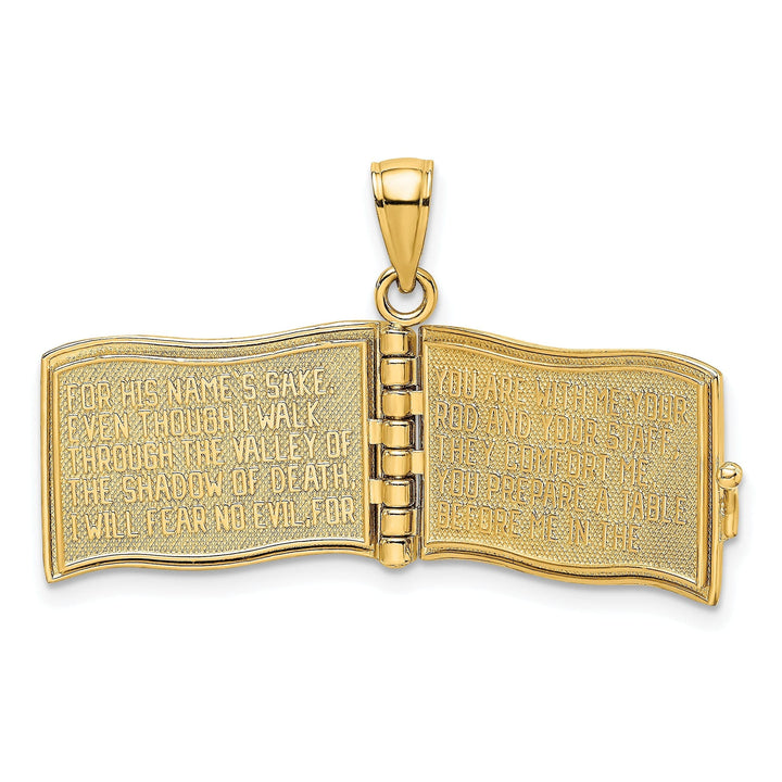 Lovely Rita's Pendants & Charms 14K Yellow Gold 3-D Moveable Pages The Lord Is My Shepherd Psalm 23 Pendant