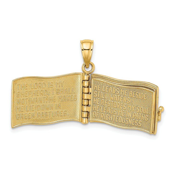 Lovely Rita's Pendants & Charms 14K Yellow Gold 3-D Moveable Pages The Lord Is My Shepherd Psalm 23 Pendant