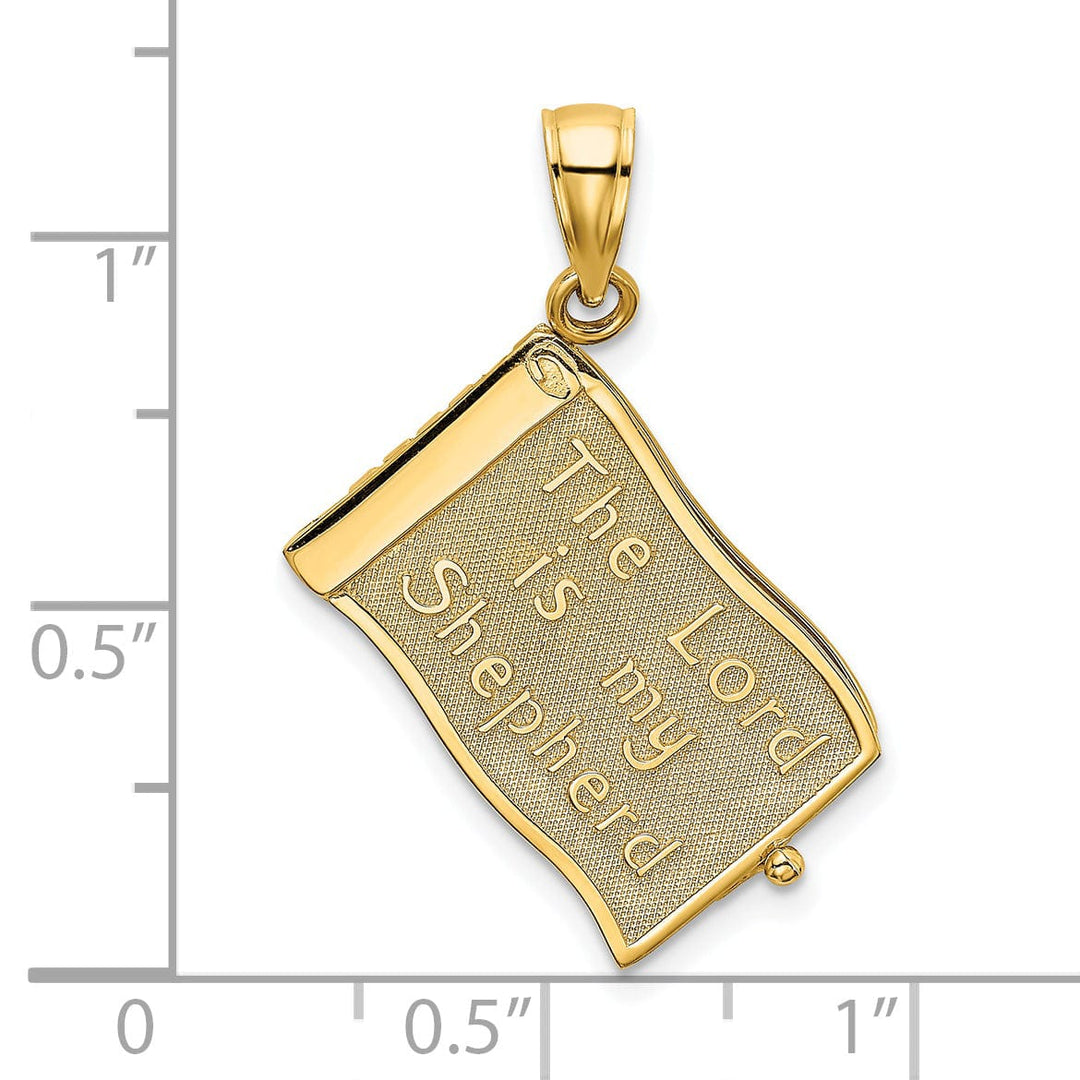 Lovely Rita's Pendants & Charms 14K Yellow Gold 3-D Moveable Pages The Lord Is My Shepherd Psalm 23 Pendant