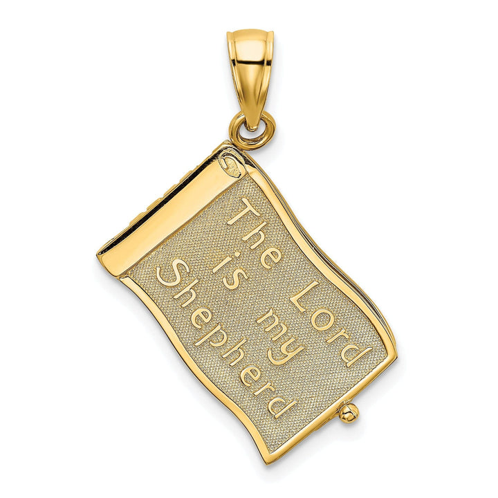 Lovely Rita's Pendants & Charms 14K Yellow Gold 3-D Moveable Pages The Lord Is My Shepherd Psalm 23 Pendant