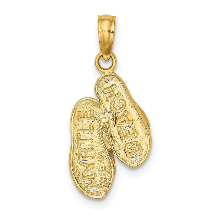 Lovely Rita's Pendants & Charms 14k Yellow Gold 3-D MYRTLE BEACH Double Flip-Flop Sandal Pendant
